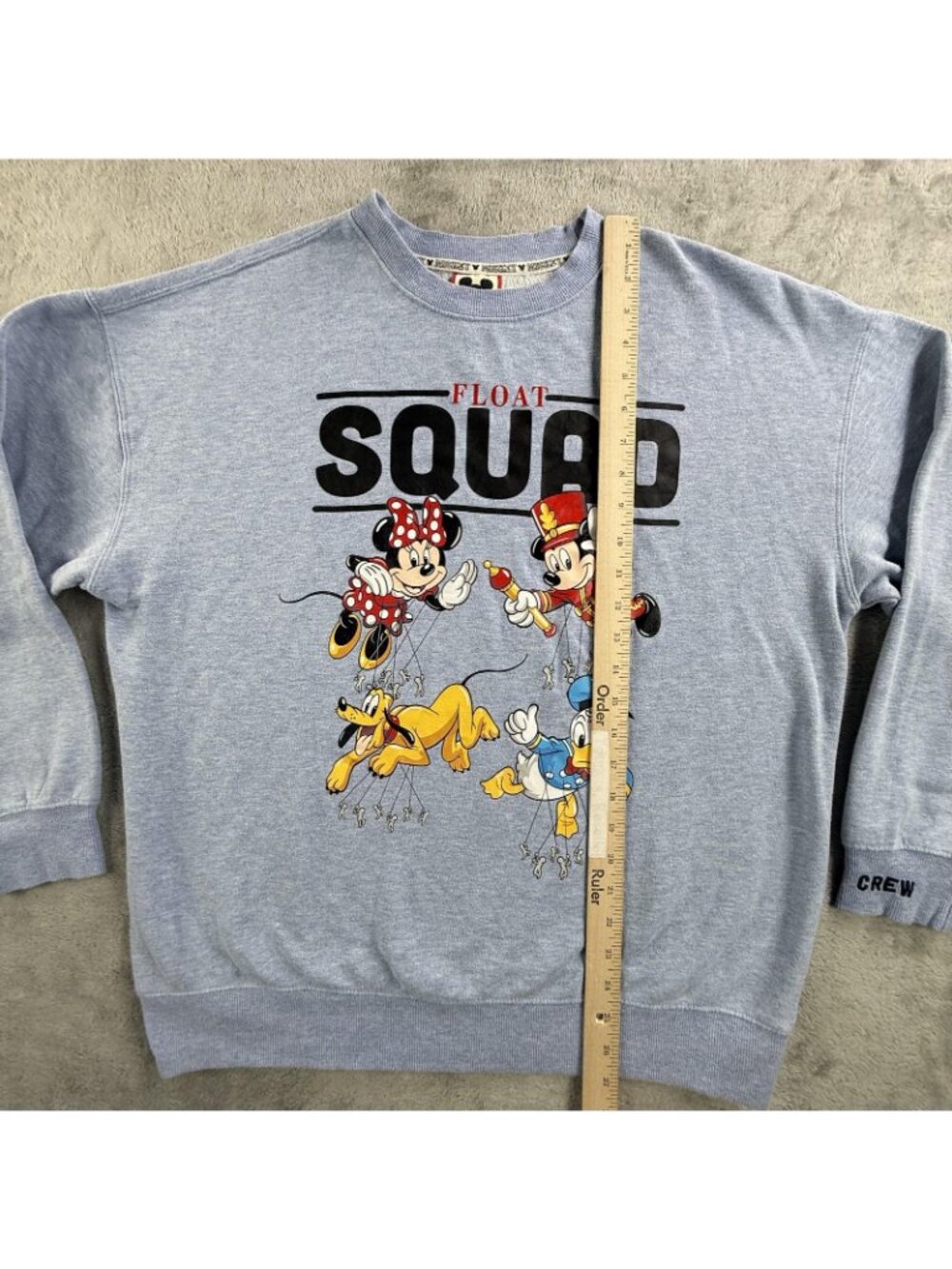Vintage Disney Sweatshirt Mens Large Blue Float Squad Mickey Minnie Pluto Crew - Picture 12 of 16